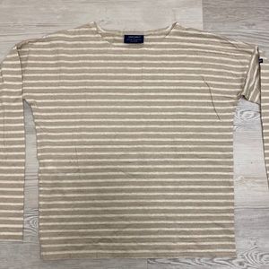 Jenni Kayne x Saint James Rue Drop Shoulder Longsleeve Tee Oatmeal/White Large